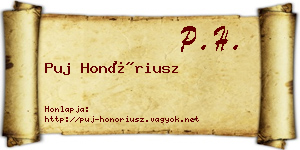 Puj Honóriusz névjegykártya